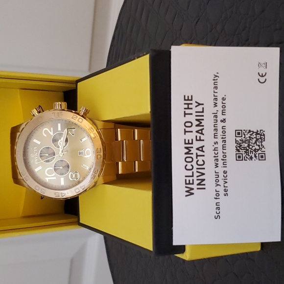 Invicta Men's 1270 Specialty Chronograph Gold Dial 18k Gold Ion-Plated Stainless - Picture 7 of 11